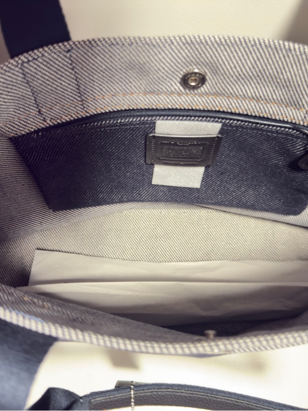Coach Navy Demin Logo Canvas Tote - Picture 4 of 6